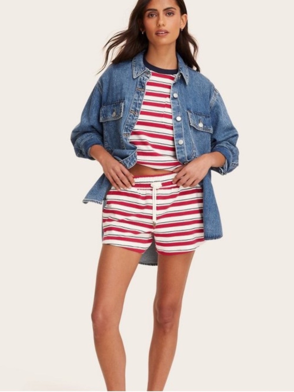 Parke x Target Red & White Striped Knit Shorts